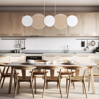 TK Lighting 4815 - Textilní lustr Pulse 5xE27, bílá/borovice/přírodní