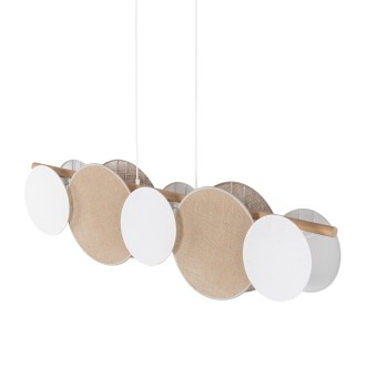 TK Lighting 4815 - Textilní lustr Pulse 5xE27, bílá/borovice/přírodní
