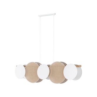 TK Lighting 4815 - Textilní lustr Pulse 5xE27, bílá/borovice/přírodní
