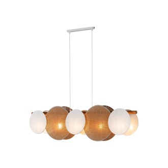 TK Lighting 4815 - Textilní lustr Pulse 5xE27, bílá/borovice/přírodní