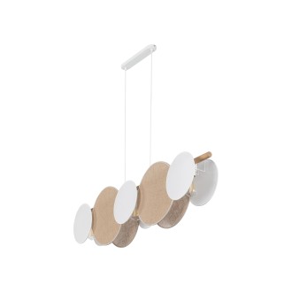 TK Lighting 4815 - Textilní lustr Pulse 5xE27, bílá/borovice/přírodní