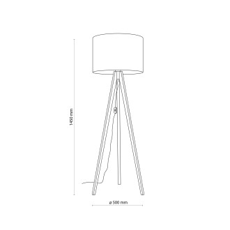 TK Lighting 16026 - Stojací textilní lampa Grand 1xE27, Ø500, hnědá/borovice