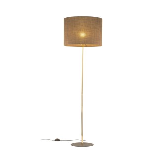 TK Lighting 16031 - Stojací textilní lampa Umberto 1xE27, Ø500, hnědá/zlatá