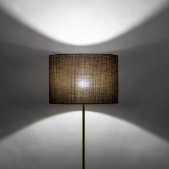 TK Lighting 16031 - Stojací textilní lampa Umberto 1xE27, Ø500, hnědá/zlatá