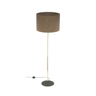 TK Lighting 16031 - Stojací textilní lampa Umberto 1xE27, Ø500, hnědá/zlatá