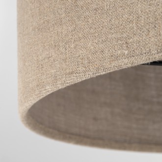 TK Lighting 16035 - Stojací textilní lampa Umberto 1xE27, Ø500, len/zlatá