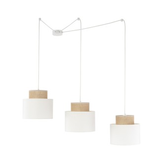 TK Lighting 2345 - Lustr Duo white 3xE27, bílá/juta