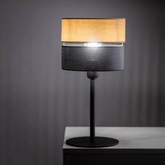 TK Lighting 5124 - Stolní lampička Nicol 1xE27, Ø200, béžová/černá