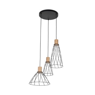 TK Lighting 10188 - Designový lustr Modesto 3xGU10, Ø500, černá/borovice