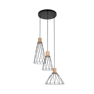 TK Lighting 10188 - Designový lustr Modesto 3xGU10, Ø500, černá/borovice