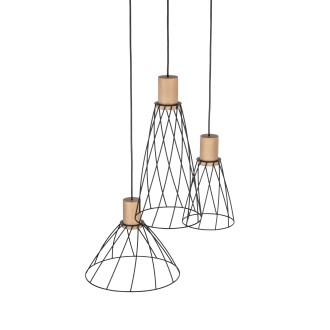 TK Lighting 10188 - Designový lustr Modesto 3xGU10, Ø500, černá/borovice
