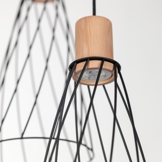 TK Lighting 10188 - Designový lustr Modesto 3xGU10, Ø500, černá/borovice