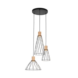 TK Lighting 10188 - Designový lustr Modesto 3xGU10, Ø500, černá/borovice