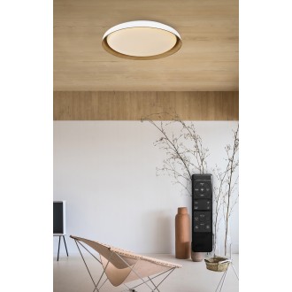 TOP LIGHT Satellite 50B RC - Stropní LED svítidlo Satellite 48W, 3000-6500K, 4800lm, Ø530, bílá/hnědá/imitace dřeva + dálkové ovládání