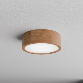 Temar CLEO DR275 OAK WITH MOTION SENSOR - Stropní dřevěné svítidlo CLEO OAK Ø275, 2xE27, dub/sklo + senzor