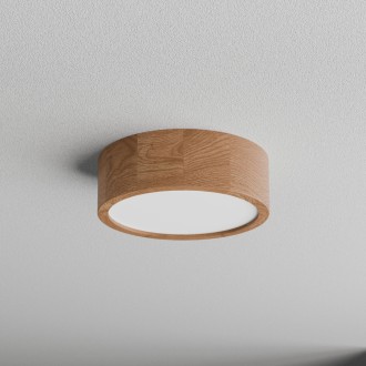 Temar CLEO DR275 OAK WITH MOTION SENSOR - Stropní dřevěné svítidlo CLEO OAK Ø275, 2xE27, dub/sklo + senzor