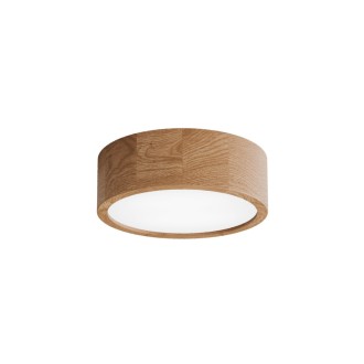 Temar CLEO DR275 OAK WITH MOTION SENSOR - Stropní dřevěné svítidlo CLEO OAK Ø275, 2xE27, dub/sklo + senzor