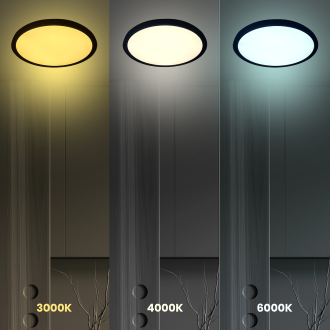 Stropní LED svítidlo MAQ 24W, 3000/4000/6500K, 2500lm, Ø300, černá