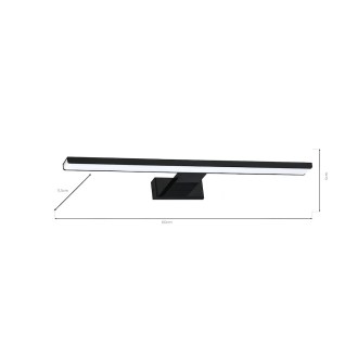 Nástěnné koupelnové LED svítidlo SHINE BLACK 13,8W, 4000K, 966lm, 60cm, IP44, černá