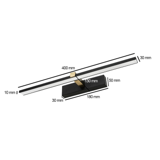 Idea led ID-9035 - Nástěnné koupelnové LED svítidlo VENUS 8W, 4200K, 580lm, IP44, 40cm, černá/zlatá