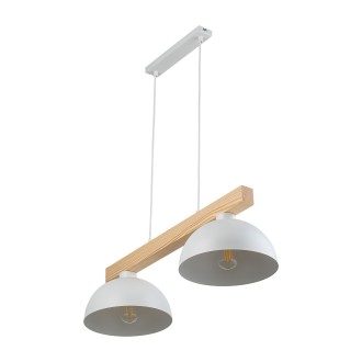 TK Lighting 4713 - Dřevěný lustr Oslo white 2xE27, 830mm, bílá/dřevo