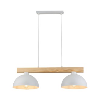 TK Lighting 4713 - Dřevěný lustr Oslo white 2xE27, 830mm, bílá/dřevo