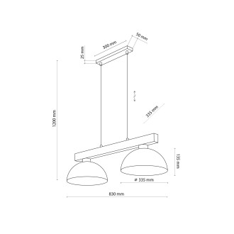 TK Lighting 4713 - Dřevěný lustr Oslo white 2xE27, 830mm, bílá/dřevo
