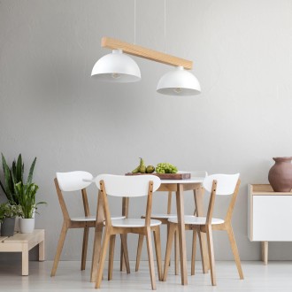TK Lighting 4713 - Dřevěný lustr Oslo white 2xE27, 830mm, bílá/dřevo