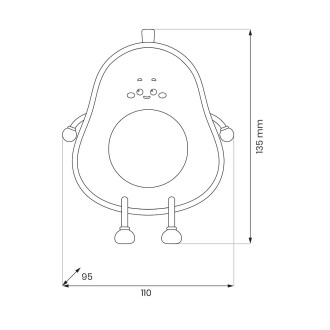 Dětské noční svítidlo AWOKADO 1W, 3000K, 25,5lm
