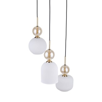 TK Lighting 11592 - Lustr SOPHIA COGNAC WHITE 3xE14, bílá/koňak/černá/zlatá