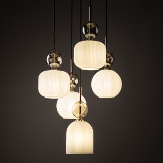TK Lighting 11593 - Lustr SOPHIA COGNAC WHITE 5xE14, bílá/koňak/černá/zlatá