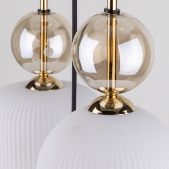 TK Lighting 11593 - Lustr SOPHIA COGNAC WHITE 5xE14, bílá/koňak/černá/zlatá
