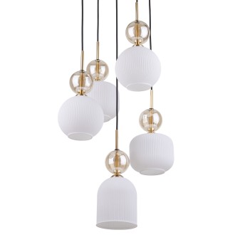 TK Lighting 11593 - Lustr SOPHIA COGNAC WHITE 5xE14, bílá/koňak/černá/zlatá