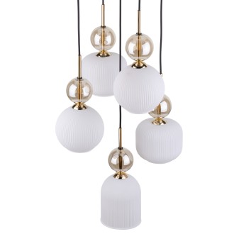 TK Lighting 11593 - Lustr SOPHIA COGNAC WHITE 5xE14, bílá/koňak/černá/zlatá