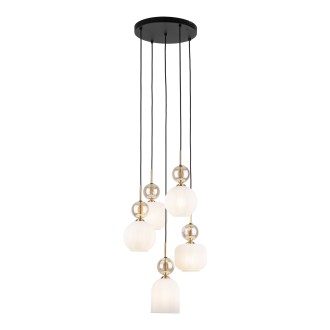 TK Lighting 11593 - Lustr SOPHIA COGNAC WHITE 5xE14, bílá/koňak/černá/zlatá