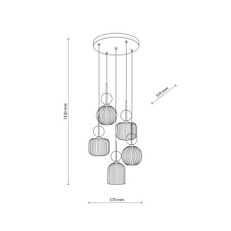 TK Lighting 11593 - Lustr SOPHIA COGNAC WHITE 5xE14, bílá/koňak/černá/zlatá