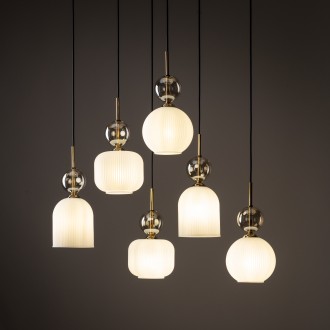 TK Lighting 11594 - Lustr SOPHIA COGNAC WHITE 6xE14, bílá/koňak/černá/zlatá