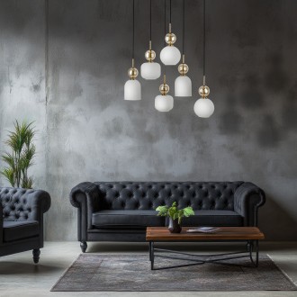 TK Lighting 11594 - Lustr SOPHIA COGNAC WHITE 6xE14, bílá/koňak/černá/zlatá