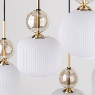 TK Lighting 11594 - Lustr SOPHIA COGNAC WHITE 6xE14, bílá/koňak/černá/zlatá