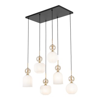 TK Lighting 11594 - Lustr SOPHIA COGNAC WHITE 6xE14, bílá/koňak/černá/zlatá