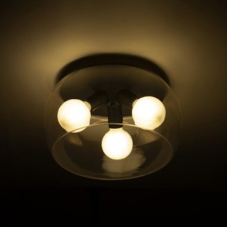 Rendl R14131 - Stropní svítidlo AMANDA 3xE27, Ø400, matná černá/čiré sklo