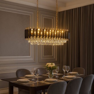 Křišťálový lustr CRISTAL 10xE14, černá/zlatá