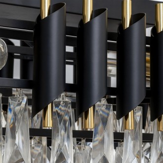 Křišťálový lustr CRISTAL 10xE14, černá/zlatá