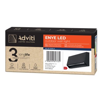 Adviti AD-OP-6191L4 - Venkovní orientační svítidlo na stěnu ENYE 3W, 4000K, 170lm, IP65, šedá