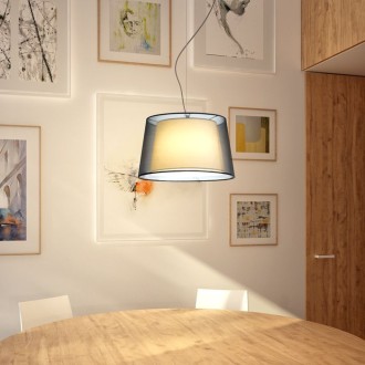 Rendl R12483 - Textilní lustr Esplanade 1xE27, Ø430, transparentní černá/bílá/chrom