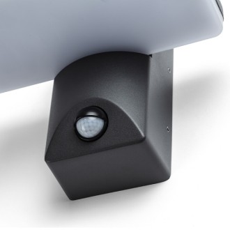 Rendl R13654 - Venkovní nástěnné LED svítidlo Rina 12W, 3000K, 900lm, IP65, antracit/opál + senzor