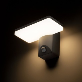Rendl R13654 - Venkovní nástěnné LED svítidlo Rina 12W, 3000K, 900lm, IP65, antracit/opál + senzor