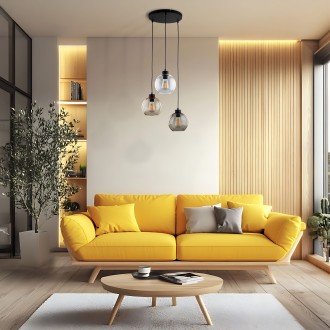 TK Lighting 2831 - Lustr Cubus 3xE27, Ø490, černá/čirá/grafit/jantar