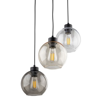 TK Lighting 2831 - Lustr Cubus 3xE27, Ø490, černá/čirá/grafit/jantar