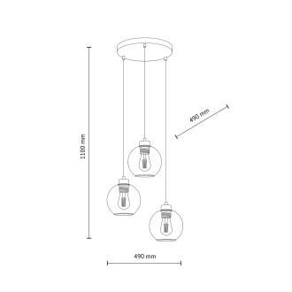 TK Lighting 2831 - Lustr Cubus 3xE27, Ø490, černá/čirá/grafit/jantar